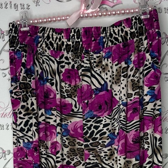 Pants cheetah print zebra floral purple black blue white stretchy jogger hippie - Picture 3 of 6